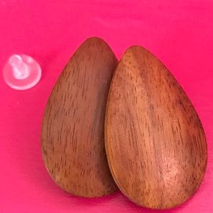 Natural Wooden Teardrop Boho Chic Stud Post Back Pierced Earrings